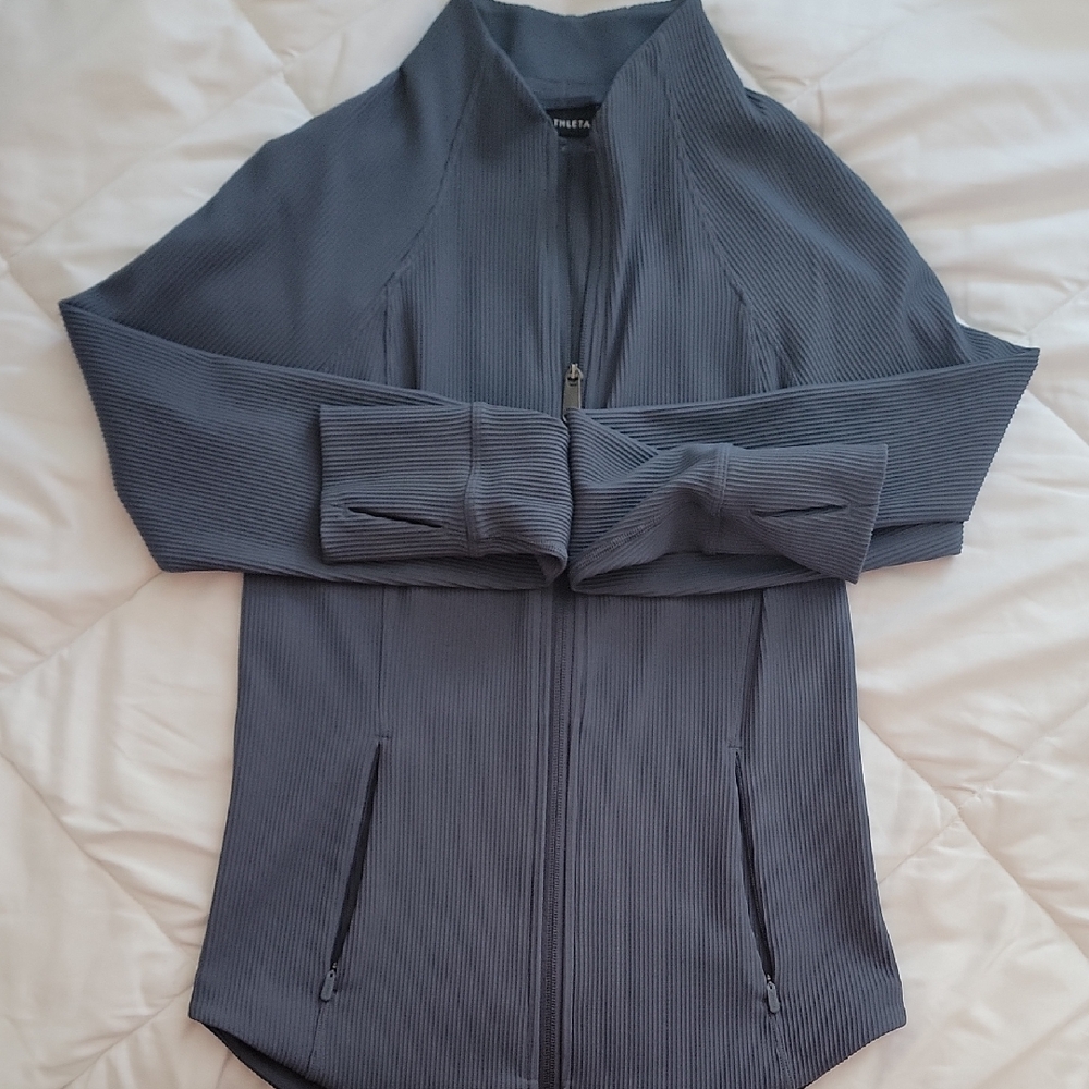 Slate Blue Athleta ribbed Saultation Jacket Sz S
